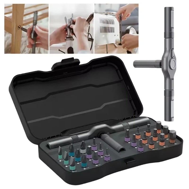 25pcs 24 in 1 Multifunction Screwdriver Head Set Household Repair Ratchet Wrench