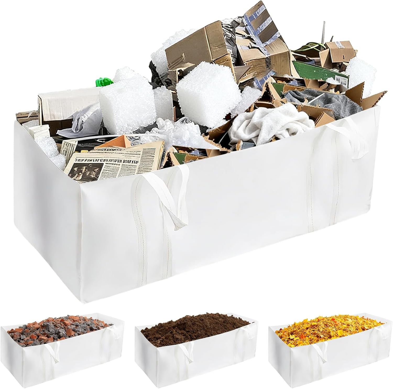 2Pcs 94 Inches Dumpster Bag White Yard Waste Bags Reusable Foldable Yard Trash gallery