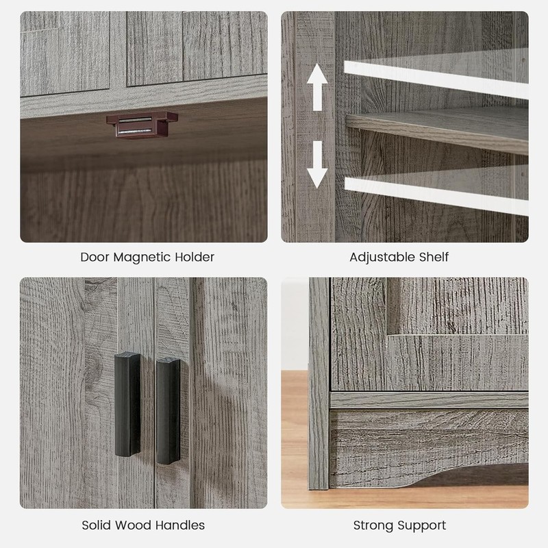 Storage Cabinet W/ 2 Drawers & 2 Adjustable Shelves Kitchen Cabinet Cupboard gallery