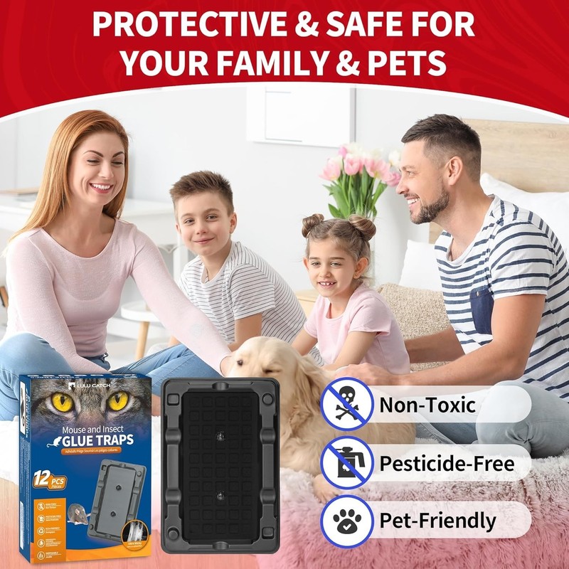 12-Pack Pre-Baited Sticky Mouse Traps - Non-Toxic & Pet Safe Pest Control gallery