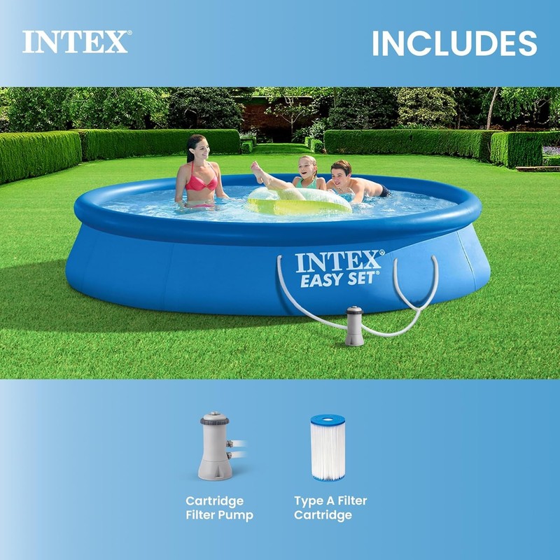 Above Ground Pool Set, 13ft x 33in Easy Set Inflatable w/ 530 GPH Pump gallery