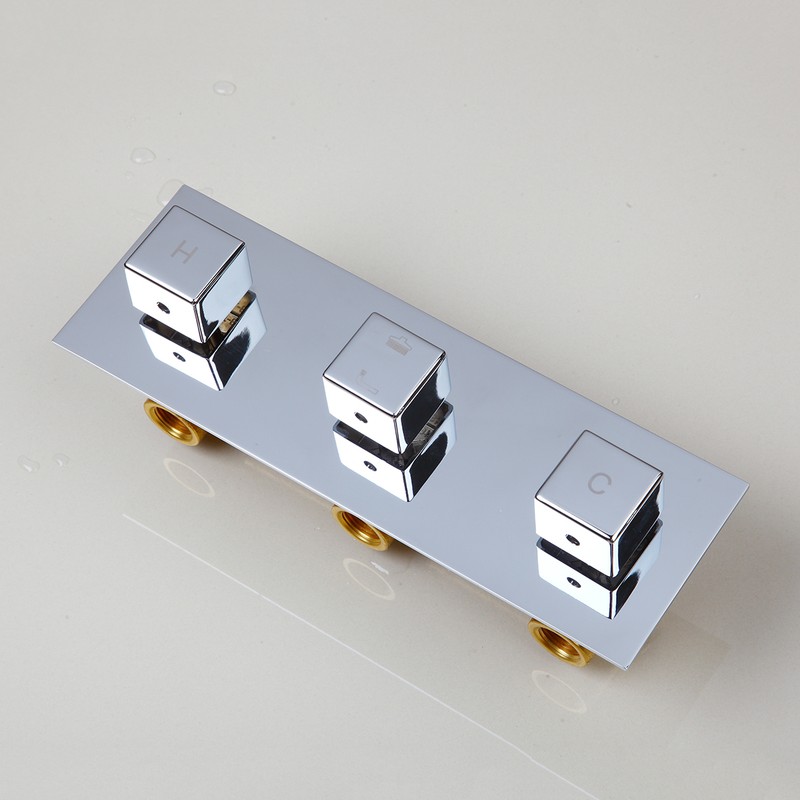 Chrome Rain Shower Faucet Set Rectangle Head 6 Body Massage Spray Jets Mixer Tap gallery