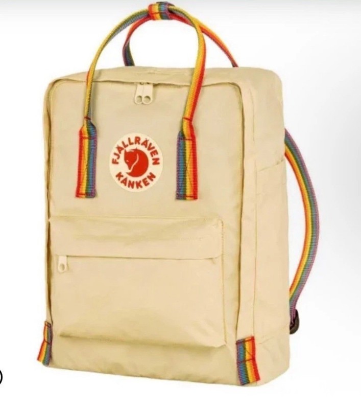 Fjallraven Kanken Backpack with Rainbow Handle Light Oak/Rainbow 4
