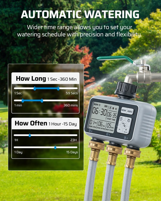 DEWENWILS Digital Sprinkler Timer, Outdoor Water Timer for Garden Hose,3 Zone gallery