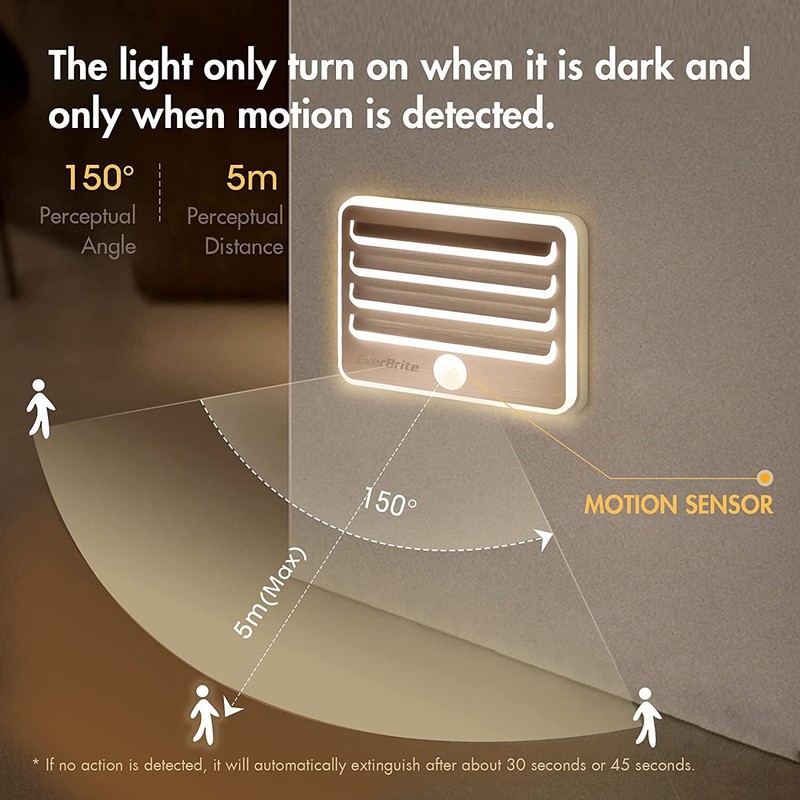 EverBrite 3 Pack Motion Sensor Night Lights LED Soft Warm Light W/9 AA Batteries gallery