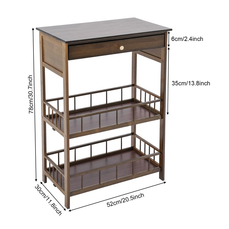 3 Tiers Side Table Side Table with Storage Drawer Bamboo End Table Tea Table gallery