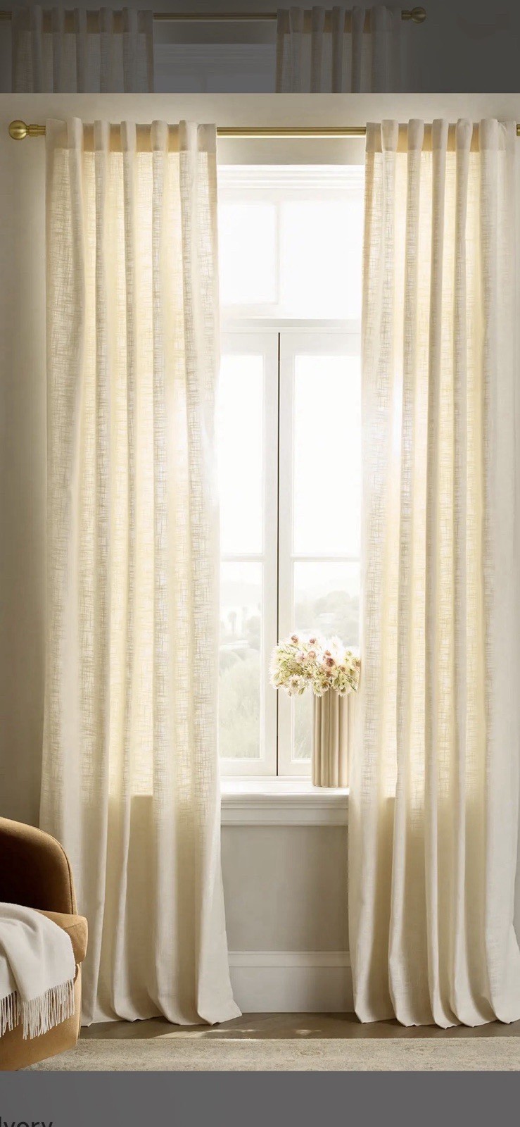 Quince 100% Cotton Light Filtering Textured Curtains Cream 48" x 108"- 2 Panel gallery