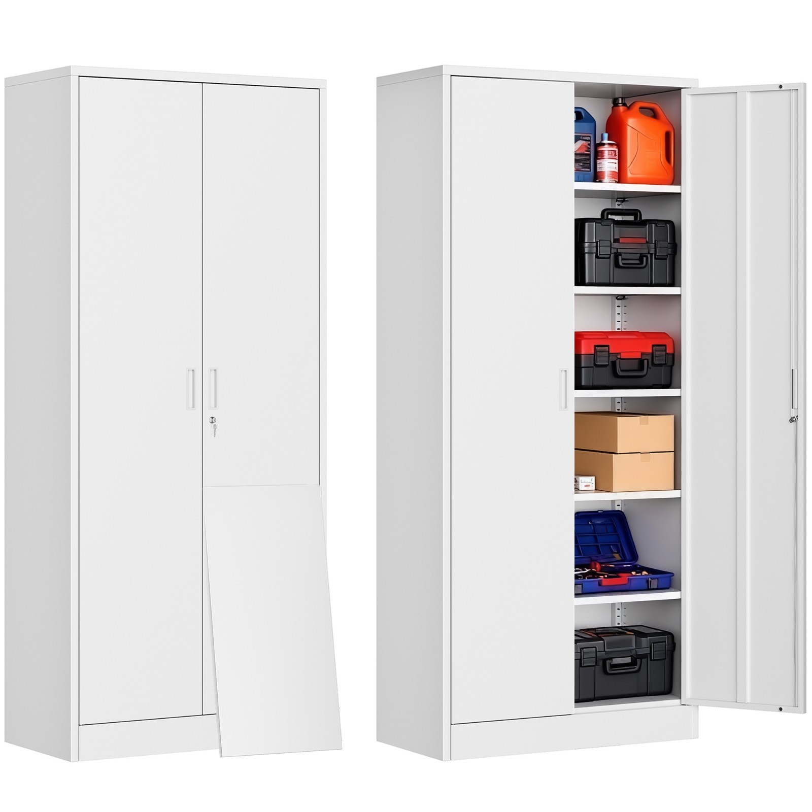 71'Metal Garage Storage Cabinet, Locking Storage Cabinet with Adjustable Shelves gallery