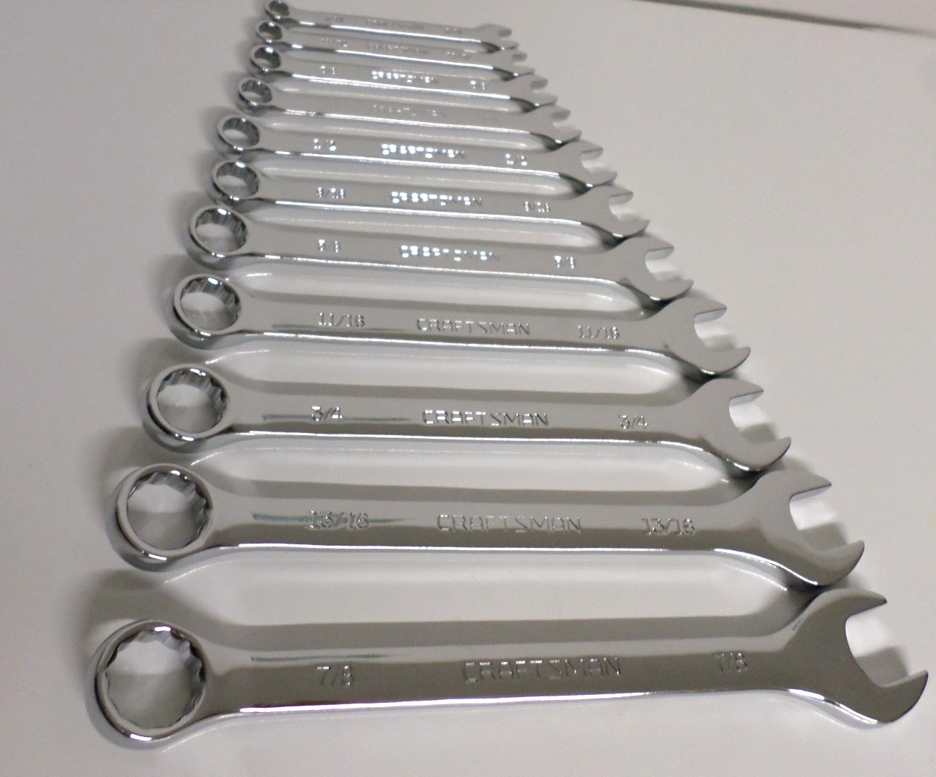 NEW Craftsman 11pc SAE Combination Wrench Set, 5/16 to 7/8" Full Polish, 3/8 1/2 gallery