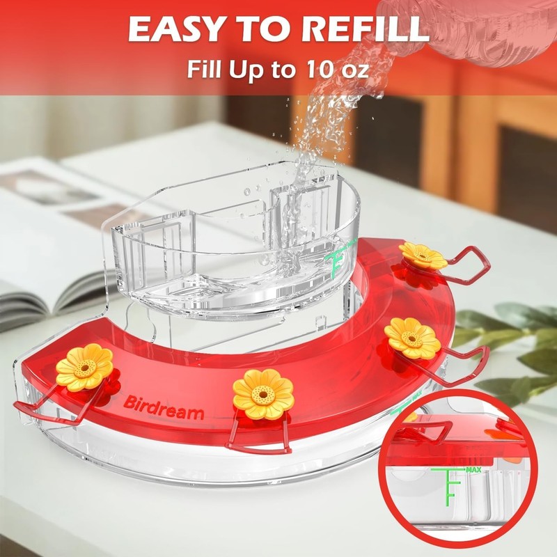 Birdream 2 Pack Window Hummingbird Feeders for Outdoors, with 2 Pack, Red gallery