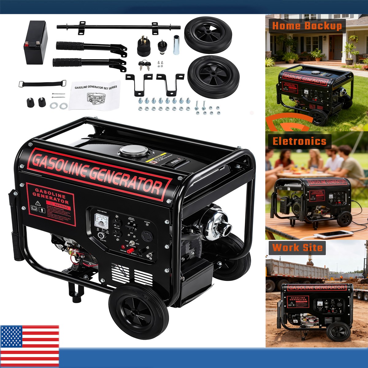 5000W Gas Inverter Generator Electric Start 274cc OHV Engine 110V 220V Dual Volt gallery