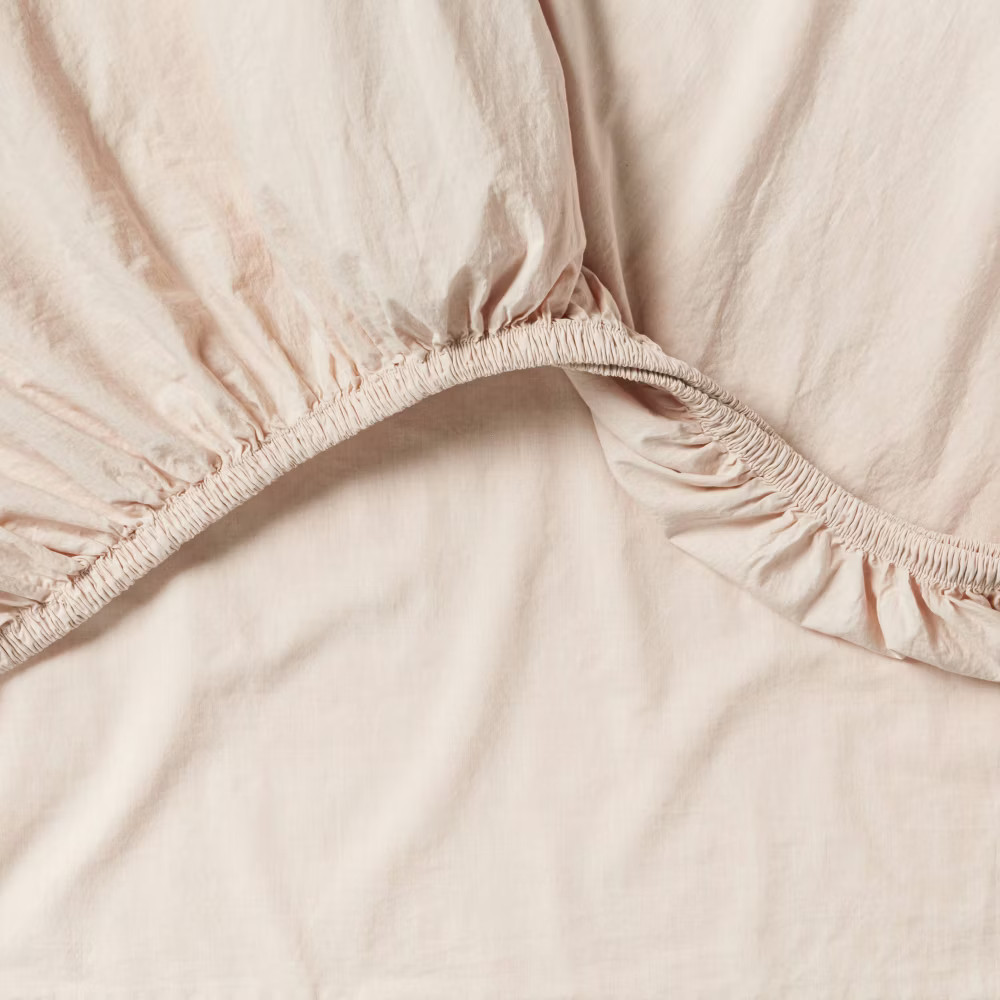 King 250 Thread Count Organic Percale Sheet Set Peach Chambray - Threshold: gallery