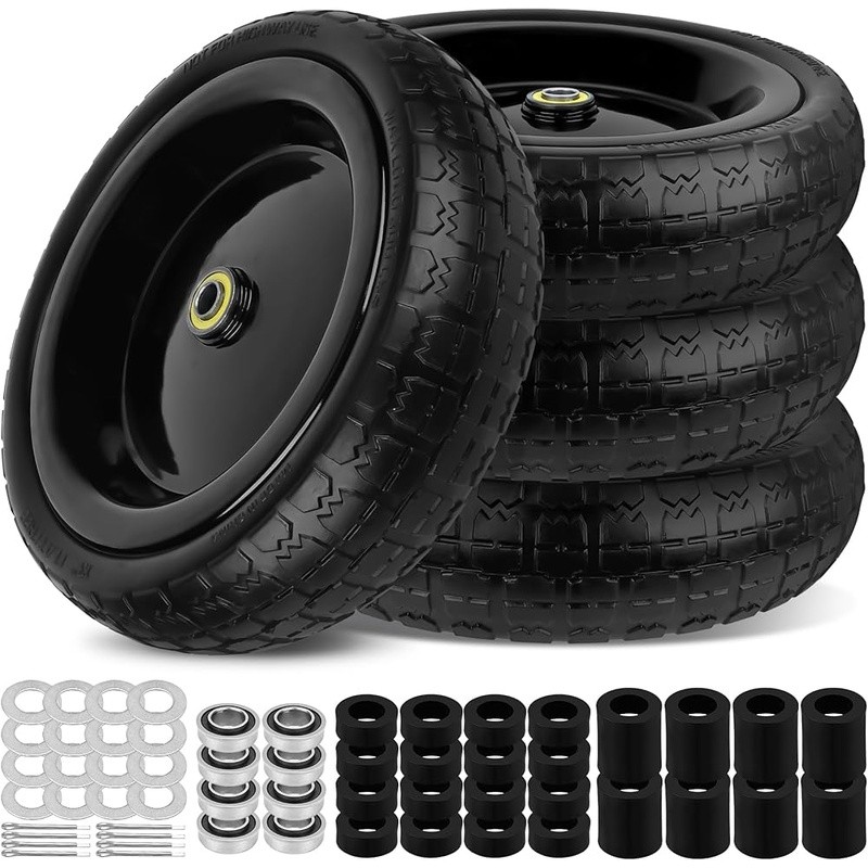Solid Flat Free Replacement Tires Heavy Duty Wheels Garden Cart Wheelbarrow New