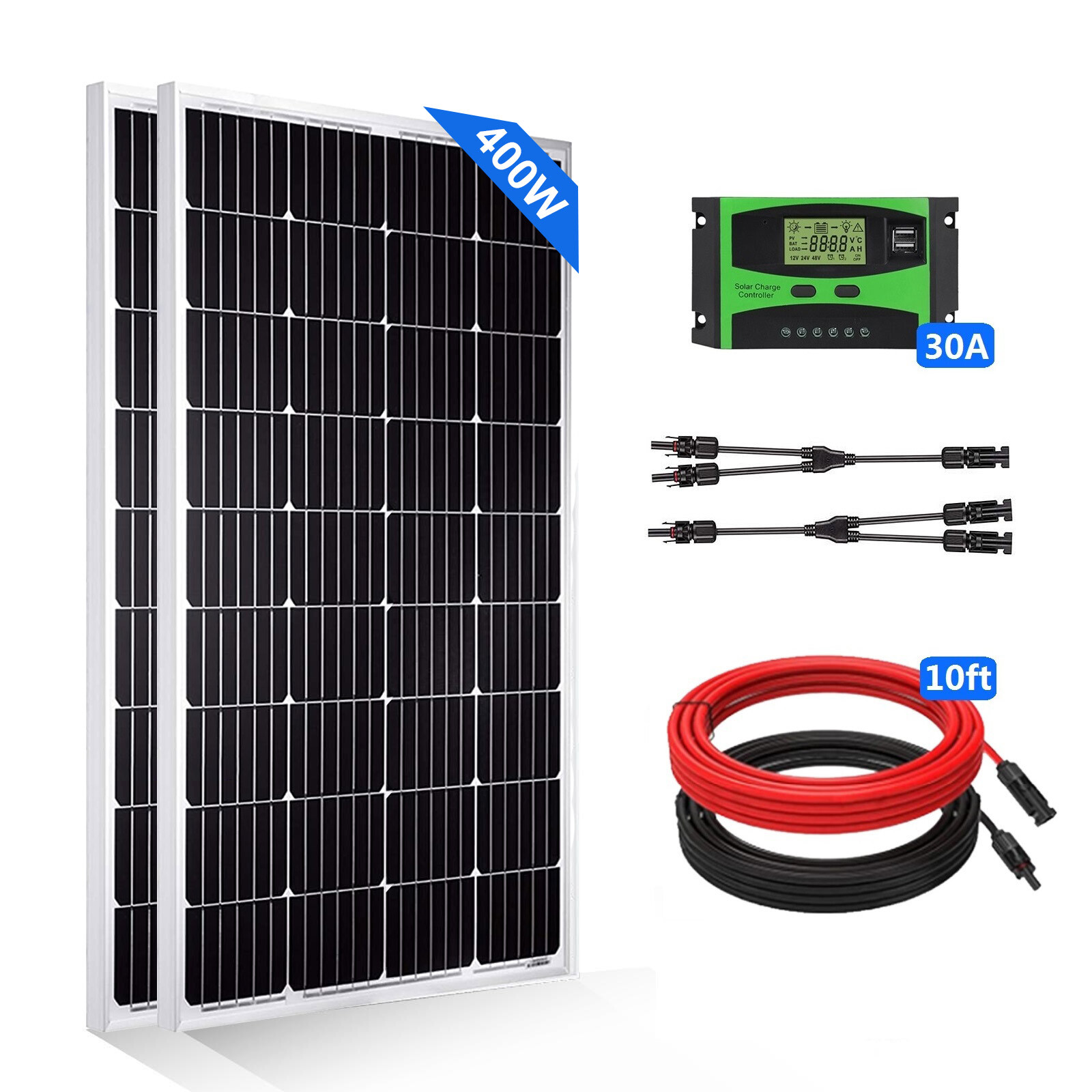 400(2x200) Watt 12 Volt Solar Panel Kit High Efficiency Solar Module For Roof RV gallery
