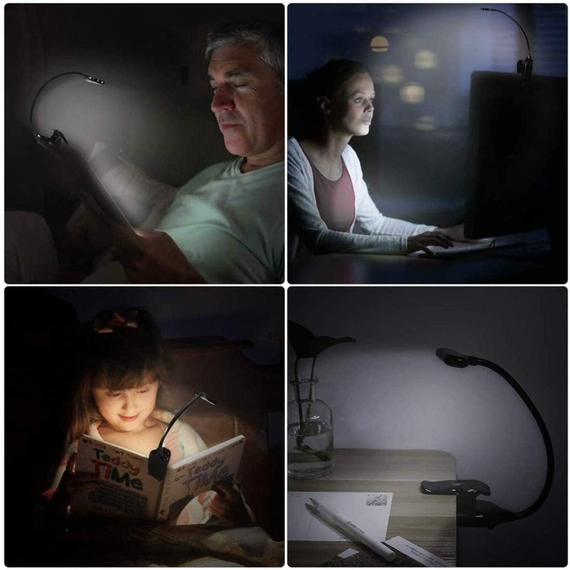 USB Rechargeable Small LED Reading Book Light W/ Flexible Clip Desk Table Lamp gallery