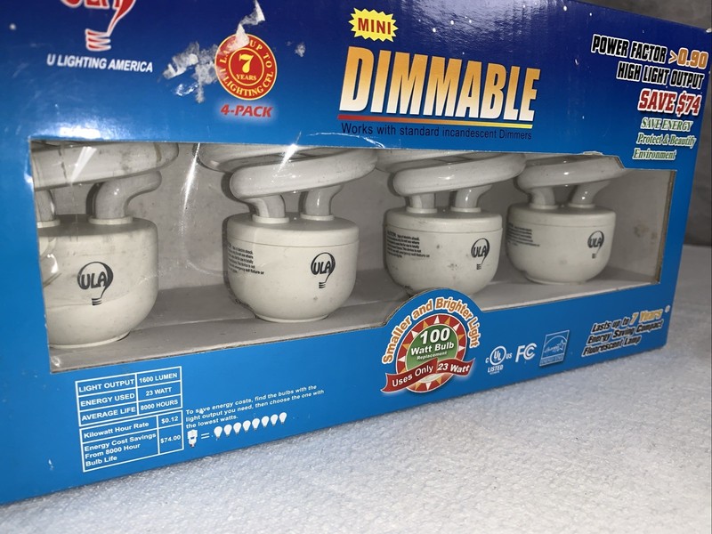 ULA Dimmable CFL 23W Light Bulb 4 PACK LED SDS23-4P NEW & SDS15-4P Open Box 3 CT gallery