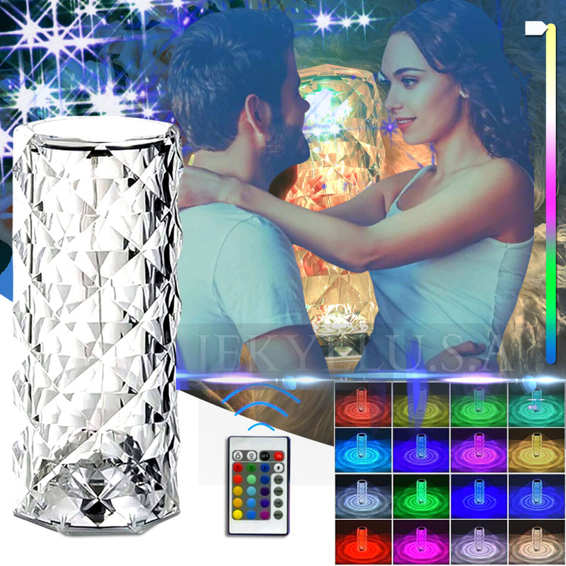 16 color LED Crystal Table Lamp Diamond Rose Night Light Touch W/ Remote Contrl gallery
