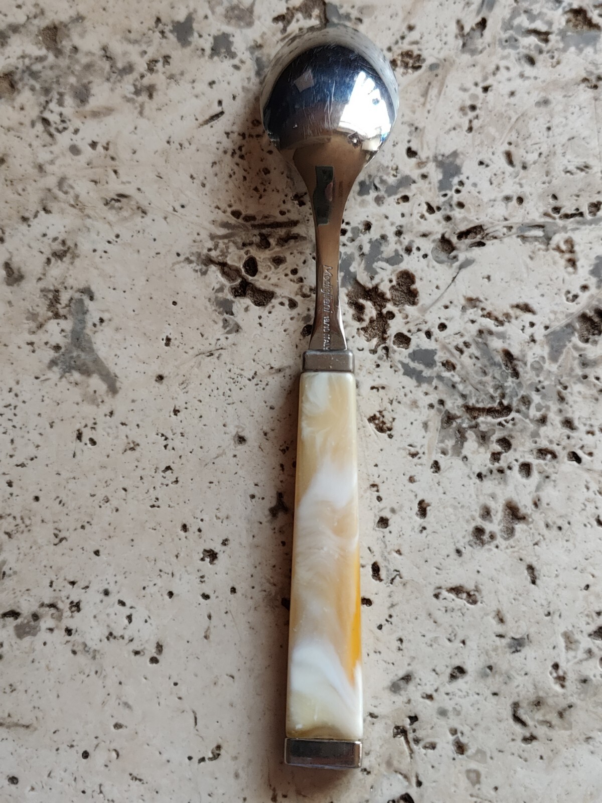 Modigliani 6-inch 18/10 replacement Teaspoon tan marbling coloring Made in Italy gallery