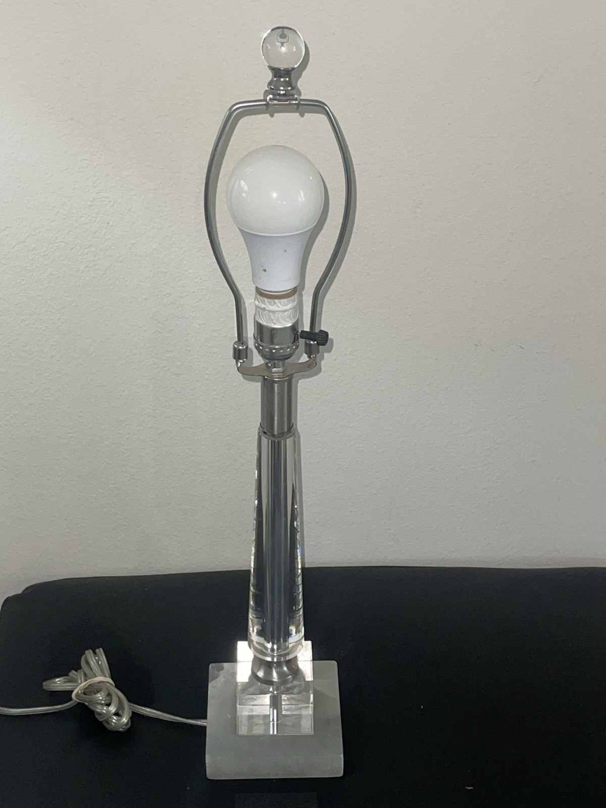 Modern Glam Clear Acrylic Table Lamp Snow Marble Base Chrome Nickel 26" No Shade gallery