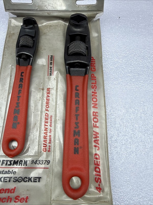 Craftsman Adjustable Pocket Socket Box-End Wrench Set 943379 8" & 10" Tool SEARS gallery