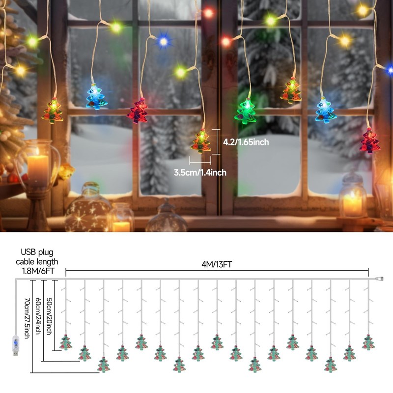 Curtain String Light Christmas Decoration Icicle Lights 8 Modes dimmable,108 ... gallery