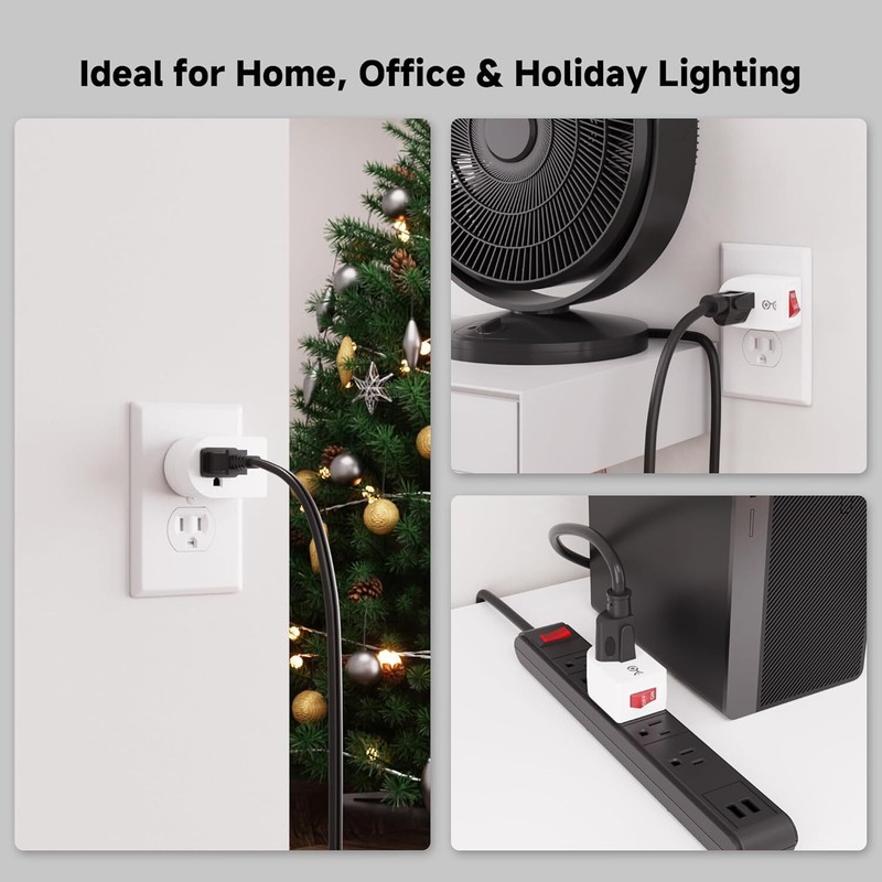 [ETL Listed] 3-Pack Grounded Switch with on Off Plug Switch on Off Single gallery