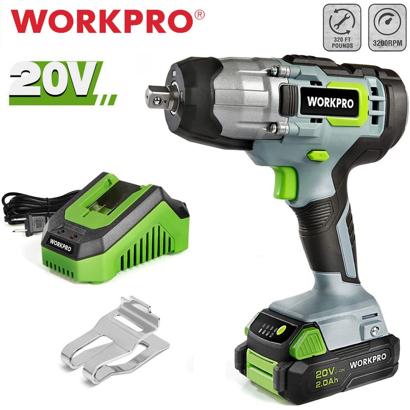 WORKPRO Cordless Impact Wrench 1/2" 320 Ft Pounds Max Torque 20V Battery Charger gallery