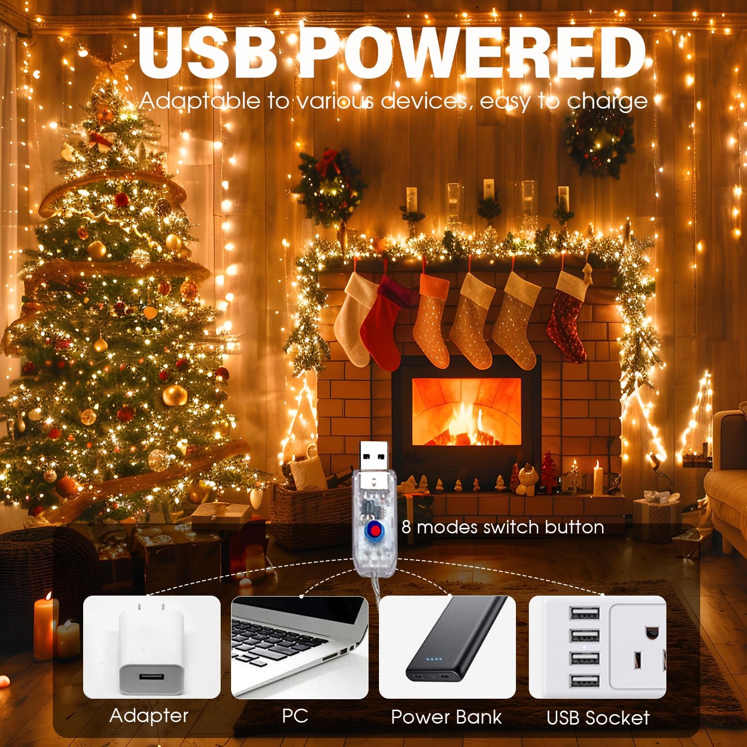Fairy Lights Plug in 72FT 220 LED USB Twinkle Lights for Bedroom gallery
