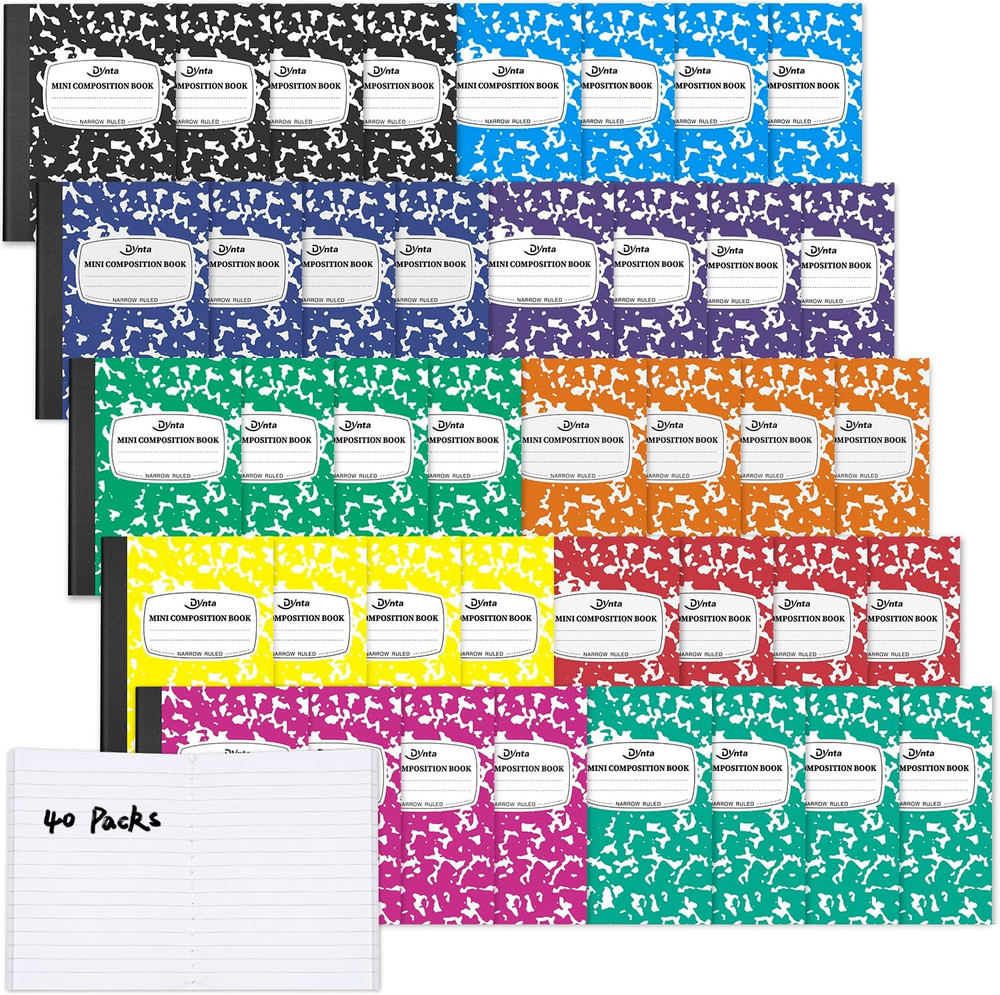 40 Pack Mini Composition Notebooks 3.25x4.5 Narrow Ruled Pocket Journal 10 Color