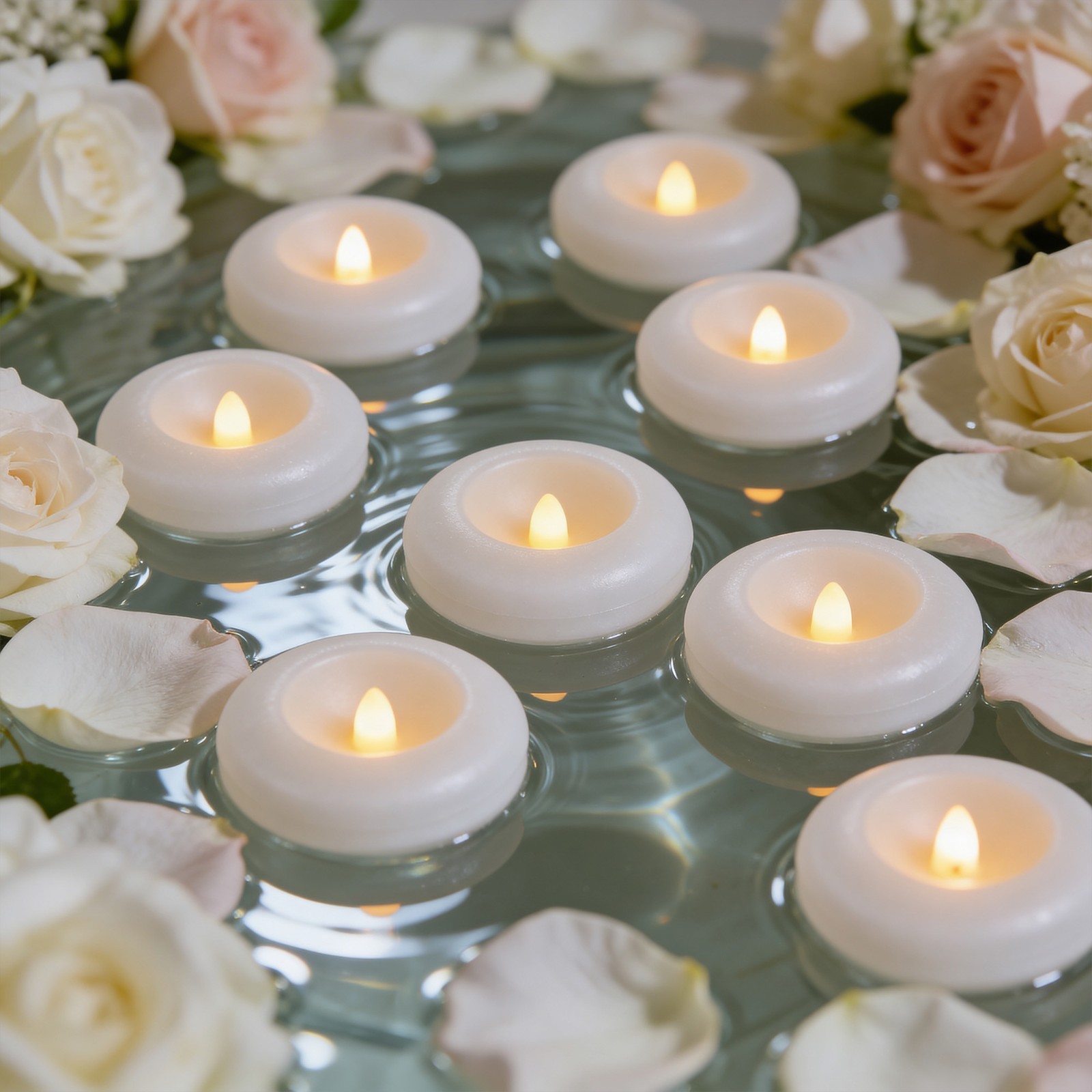 LED Floating Candles Flameless Tealights 2.75", Water Activated Waterproof gallery