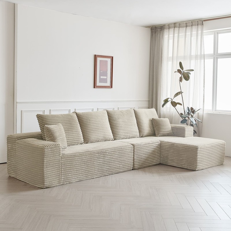 135" L Shape Sectional Cloud Couch with Right Facing Chaise Boneless Plush Sofa gallery
