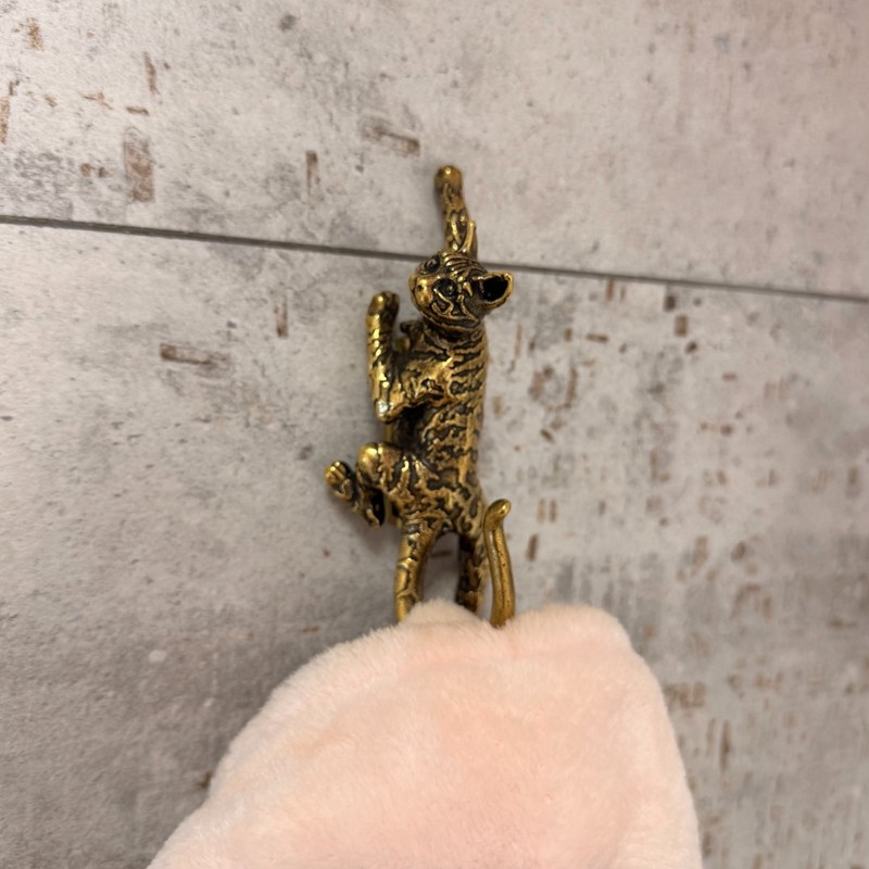 Bengal Cat Wall Hook Solid Brass Key Holder Animal Bathroom Decor Gift gallery