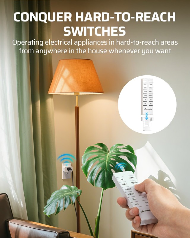EDISHINE Wireless Remote Control Outlet with Timer, Indoor Remote Timer Outlet gallery