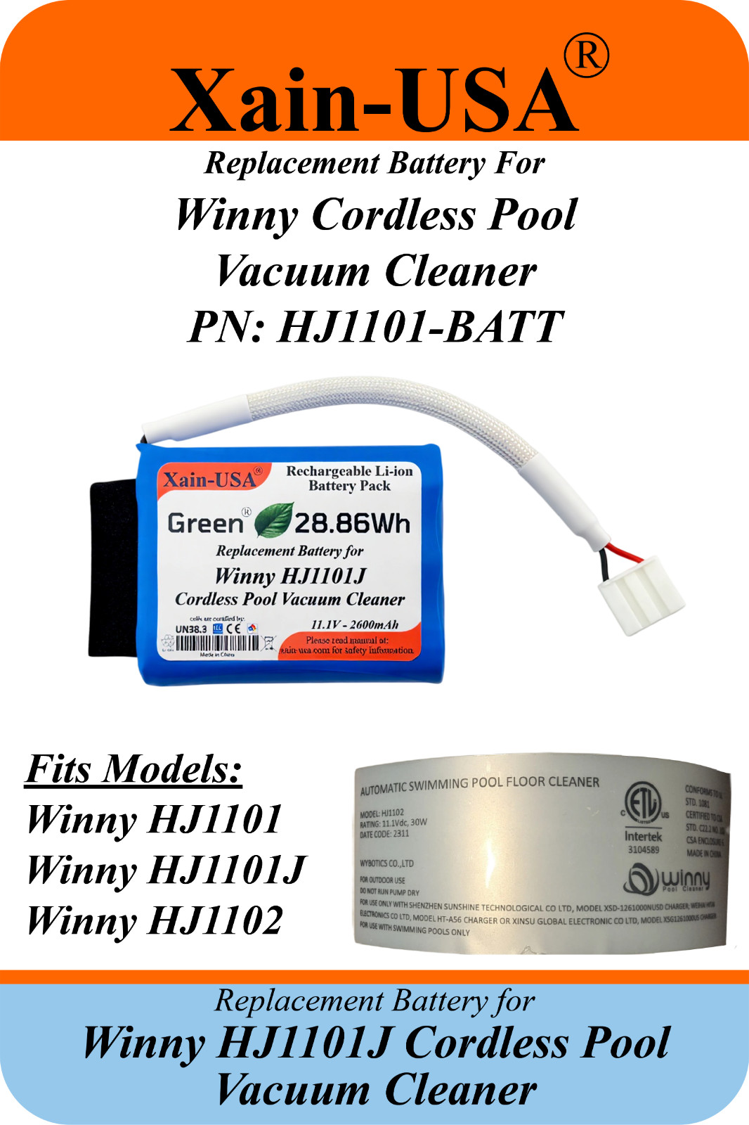 2600mAh Replacement Battery Pack for Winny Models HJ1101J HJ1101 HJ1102 gallery