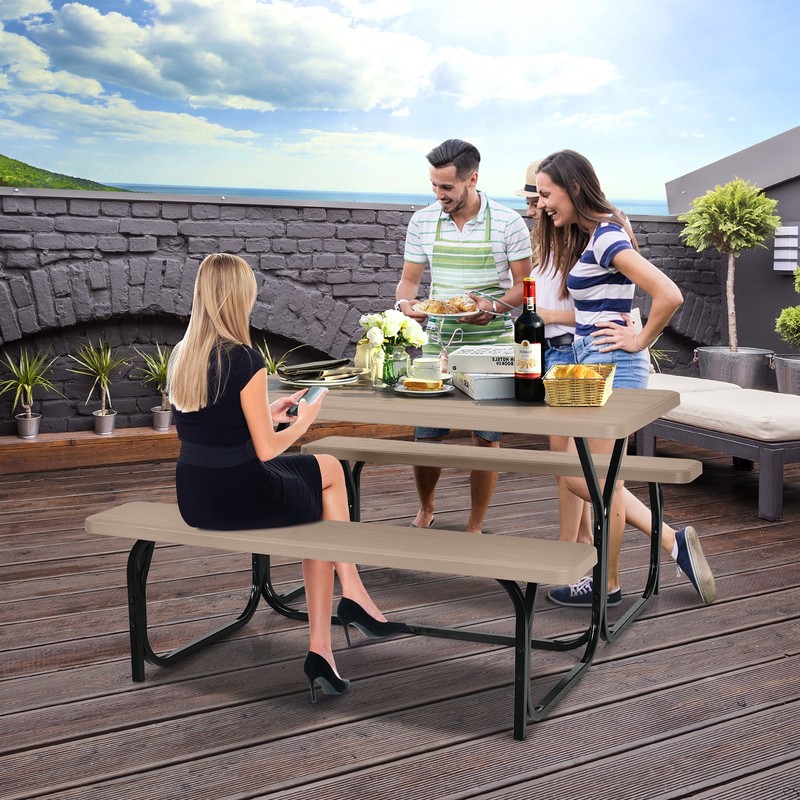Picnic Table Bench Set Outdoor Backyard Garden Party Dining All Weather gallery