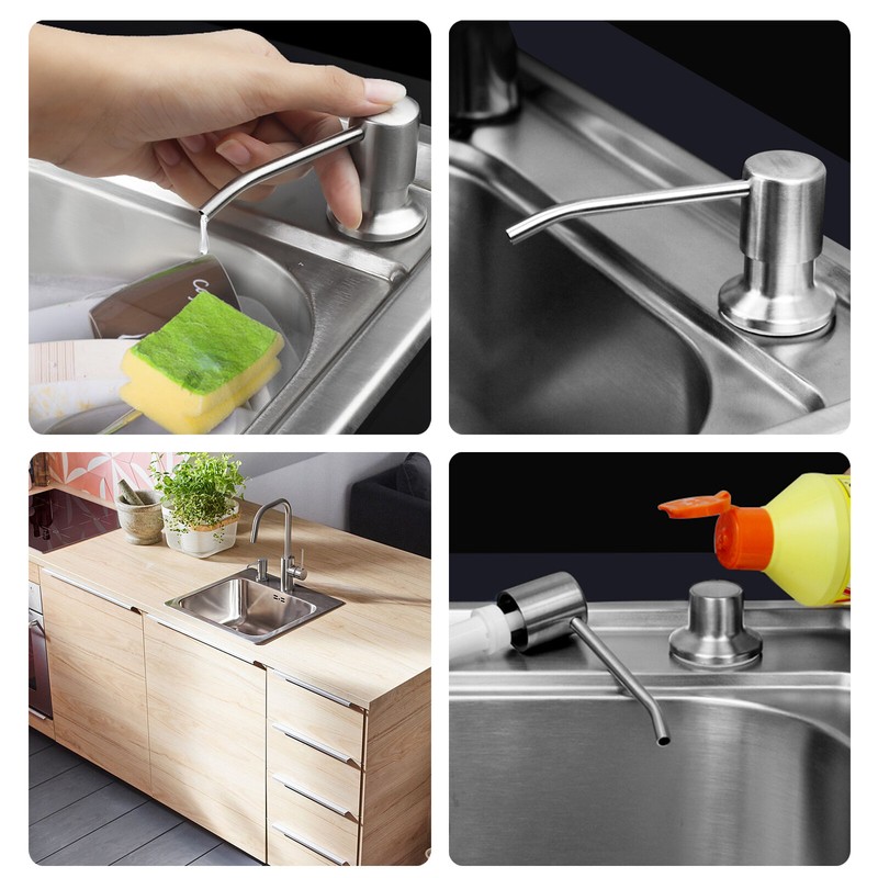 300ML Kitchen Sink Soap Dispenser Polish Stainless Steel Hand Liquid Pump Bottle gallery