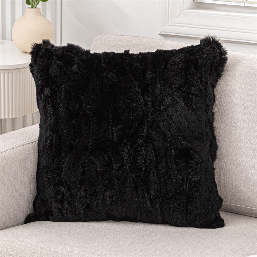 Real Rex Rabbit Fur Protector Pillowcase Cover Pillow Sections Cusion 20 x 20''
