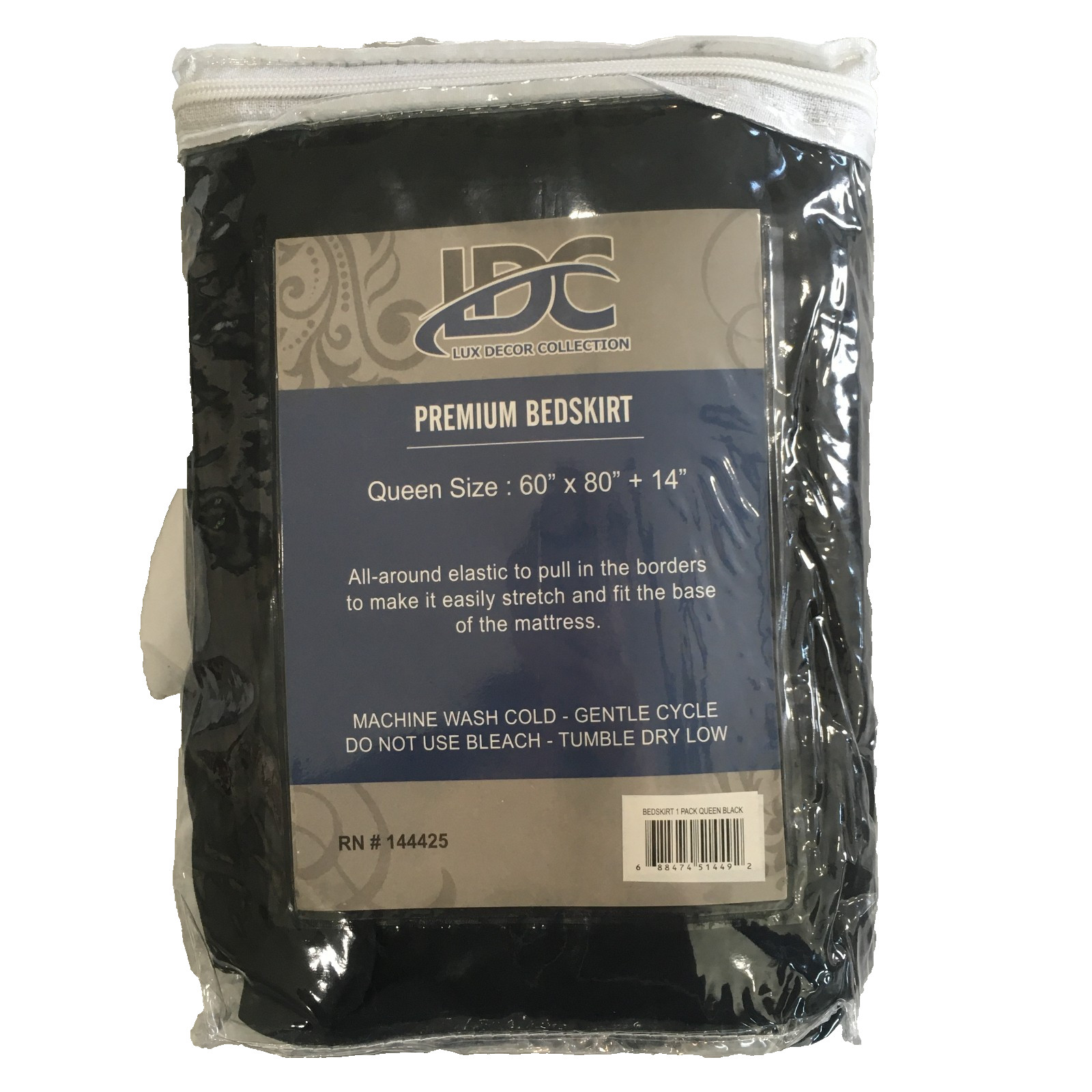 LDC LUX Decor Collection Premium Queen Bedskirt Black New In Package 60"x80"x14" gallery