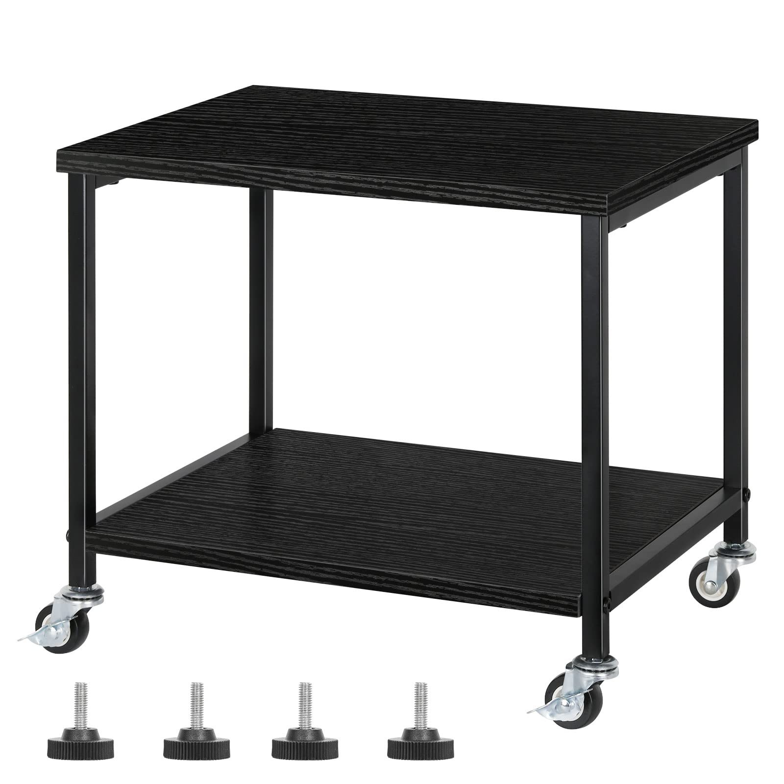 Black 2Tier Rolling Printer Stand Under Desk Mobile Table Scanner Fax Rack gallery