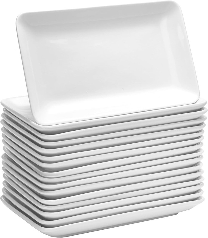 Irenare 16 Pcs 9in Rectangular White Porcelain Salad Dessert Plates gallery