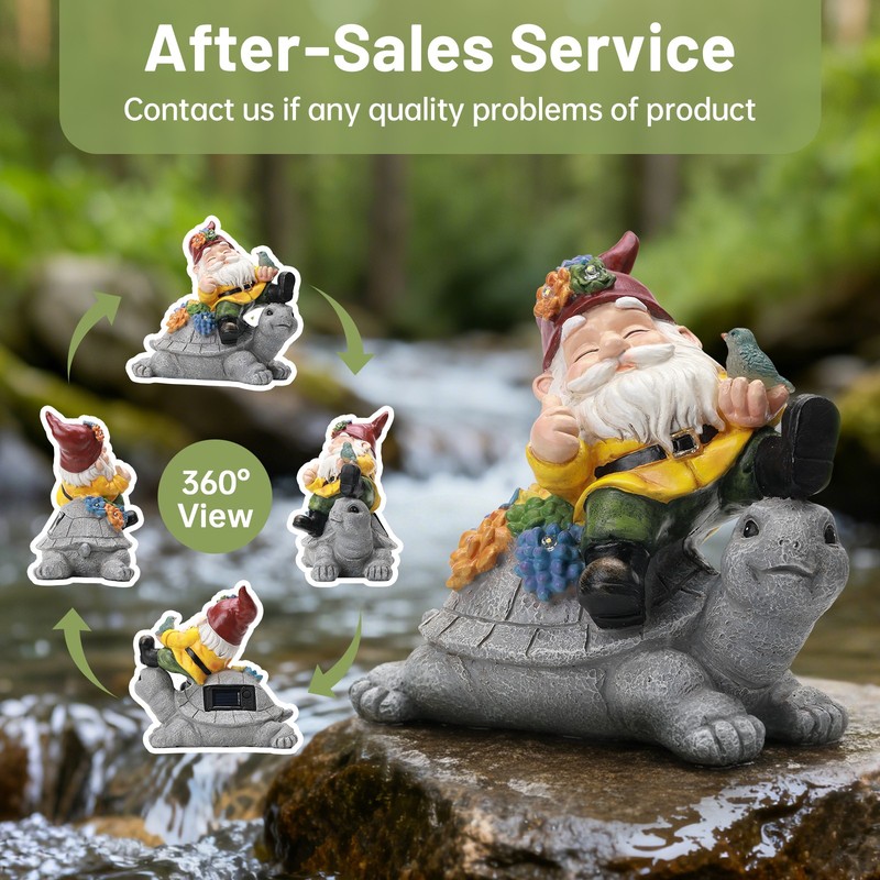 Solar-Powered Garden Gnomes: Turtle & Flower Statues for Outdoor Decor 🌞🏡✨ gallery