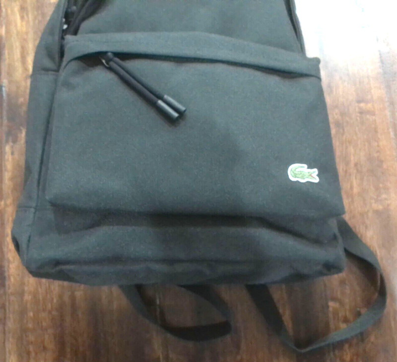LACOSTE UNISEX BLACK BACKPACK with 2 FRONT POCKETS 3