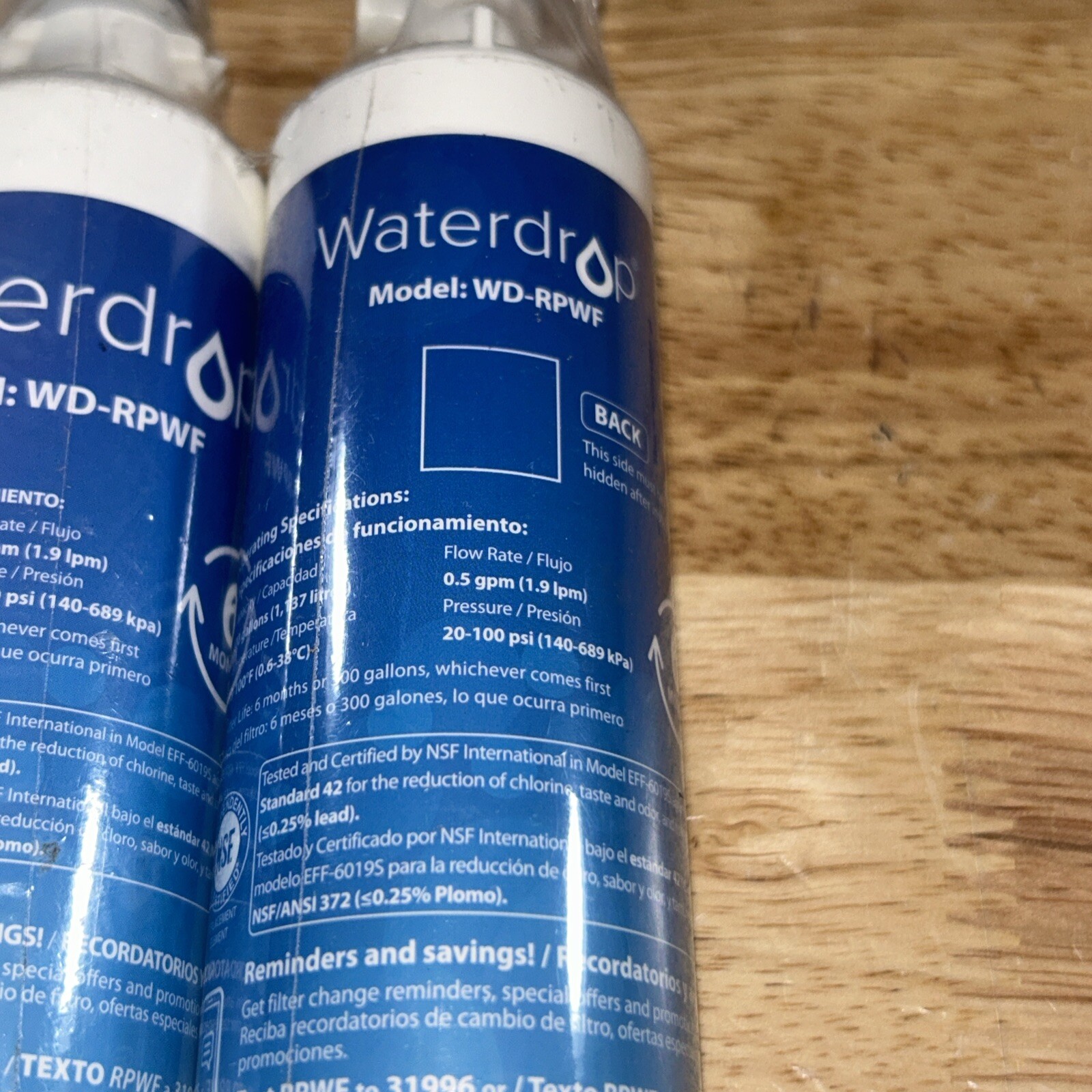 Waterdrop Refrigerator Water Filter Model:WD-RPWF SET OF 2 NEW gallery