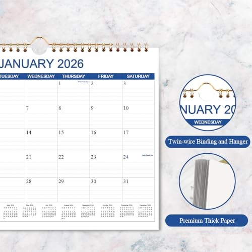 Calendar 2026-2027 - Wall Calendar Runs Jan 2026 to Jun 14.5" x 11.5" Blue gallery
