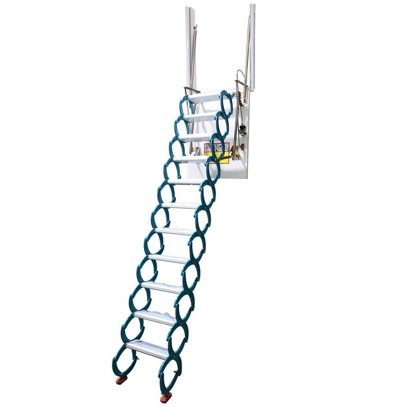 Attic Ladder Loft Wall Folding Stairs Blue 9.18ft Side-Mounted Pull Down Ladder gallery