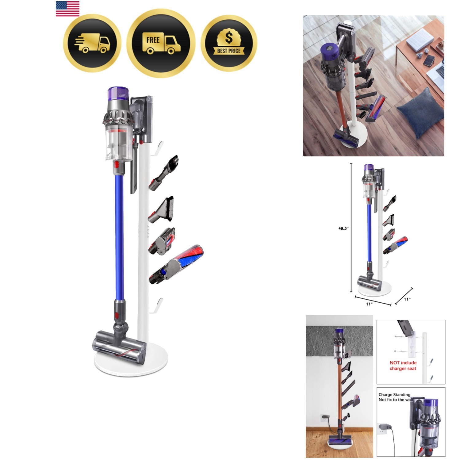 Freestanding Vacuum Stand Holder Compatible with V15 Detect, V11 V10 V8 V7 V6... gallery
