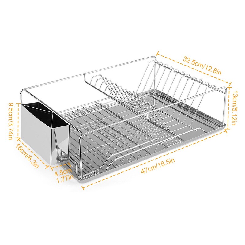 Kitchen Over Sink Dish Drying Rack Stainless Steel Drainer Holder w/ Drainboard gallery