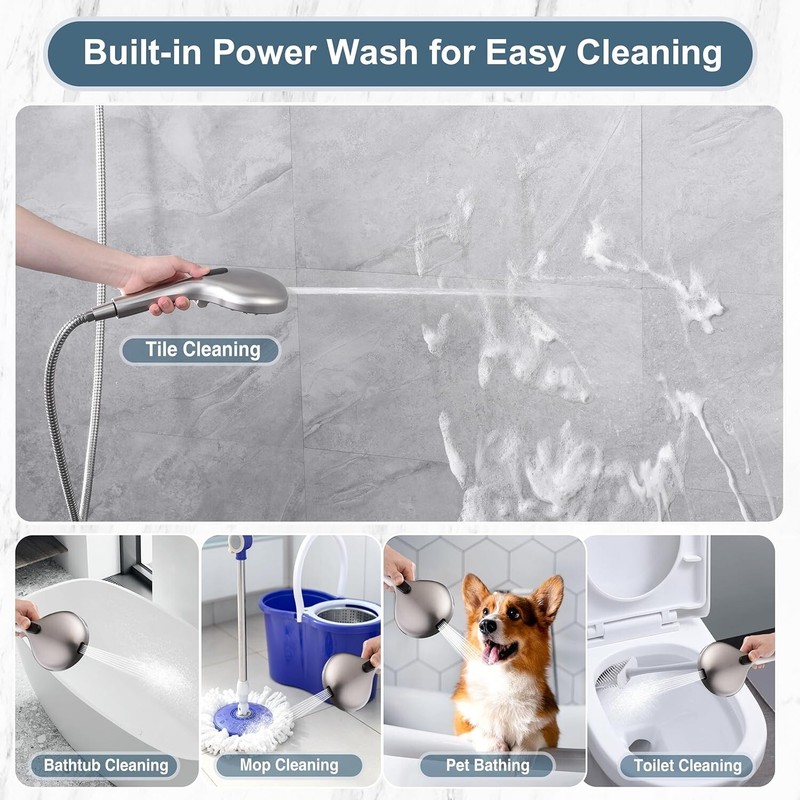 High Pressure 9 Spray Settings Handheld Shower Head & 69'' Hose PSS9901-02 gallery