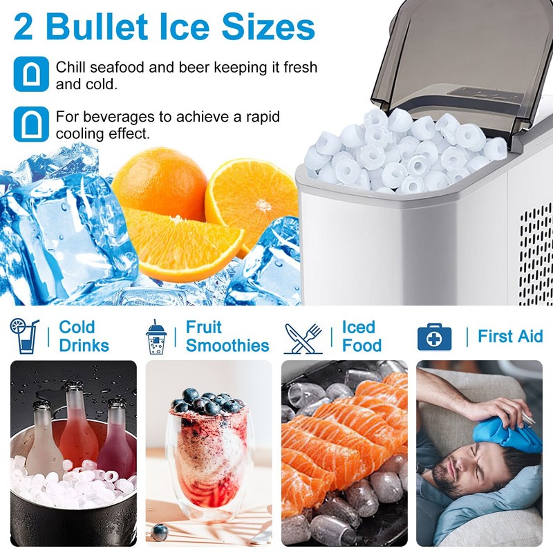 33LBS/24Hrs Countertop Ice Maker Machine Handle 9 Cubes Ready 6 Mins Self-clean gallery