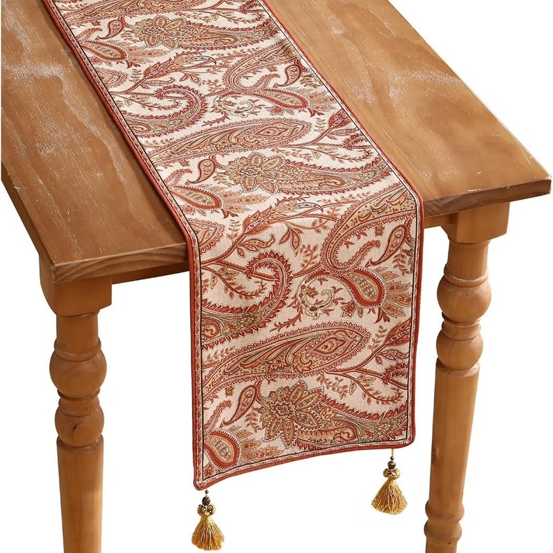 Designer Elegant Red Linen Table Runner 102 Inches Long gallery